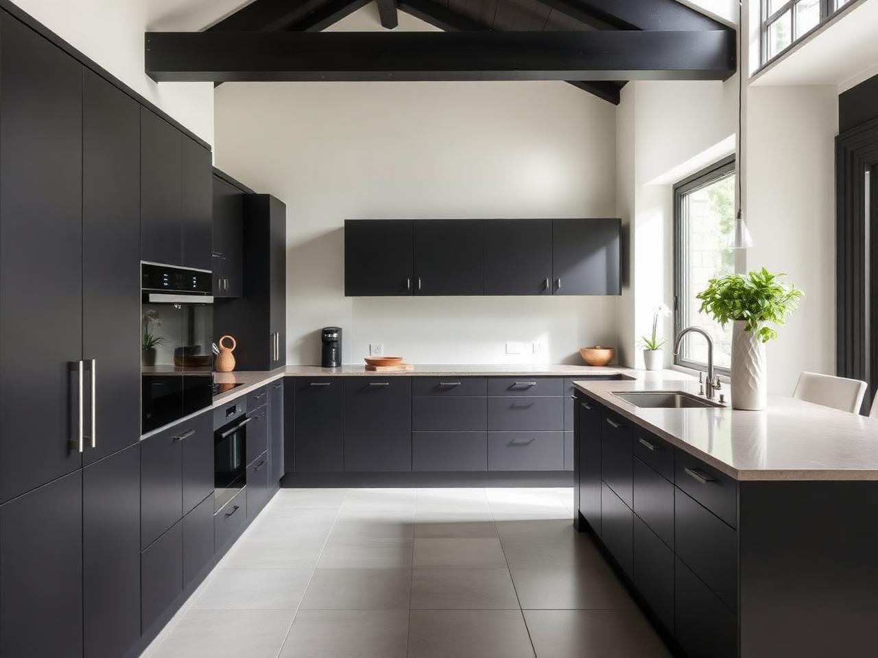 Nieuw geplaatste keuken met strakke afwerking